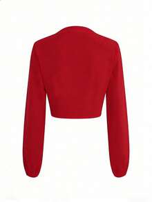 Blusa elegante y versátil con nudo delantero de unicolor para mujer, apta para uso casual diario, en el hogar, para ir al trabajo y en citas, color rosa primaveral - Gran rojo - Ver 5