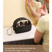 1pc Large Capacity Clear PVC Makeup Bag, Semicircle Transparent Cosmetic Organizer, No Logo Portable Handheld Toiletry Bag, Ins Style Waterproof Travel Storage Pouch - View 4