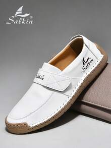 Salkin 新款設計師手工女款樂福鞋 穿脫方便 平底駕駛鞋 輕量柔軟舒適休閒鞋 不擠腳貼合設計 戶外運動鞋 百搭適合洋裝牛仔褲 媽媽鞋 返校大學風學生鞋 日常健行走路鞋 假期禮物 春夏秋大尺碼女鞋 - 白色 - 查看 1