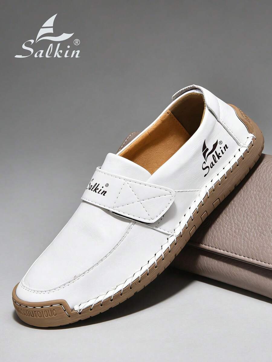 Salkin 新款設計師手工女款樂福鞋 穿脫方便 平底駕駛鞋 輕量柔軟舒適休閒鞋 不擠腳貼合設計 戶外運動鞋 百搭適合洋裝牛仔褲 媽媽鞋 返校大學風學生鞋 日常健行走路鞋 假期禮物 春夏秋大尺碼女鞋 - 白色 - 查看 1