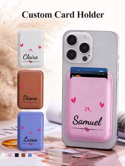 1 pieza Funda de teléfono con billetera magnética con forma de corazón personalizada compatible con iPhone 14 Pro Max 13 12 11, portacredenciales, portada de álbum personalizable, póster de canción, placa de música, regalo de boda, regalo de aniversario, regalo para mamá/papá, él/novio/esposo, ella/novia/esposa, cumpleaños, graduación, decoración navideña, regalo de inauguración de casa