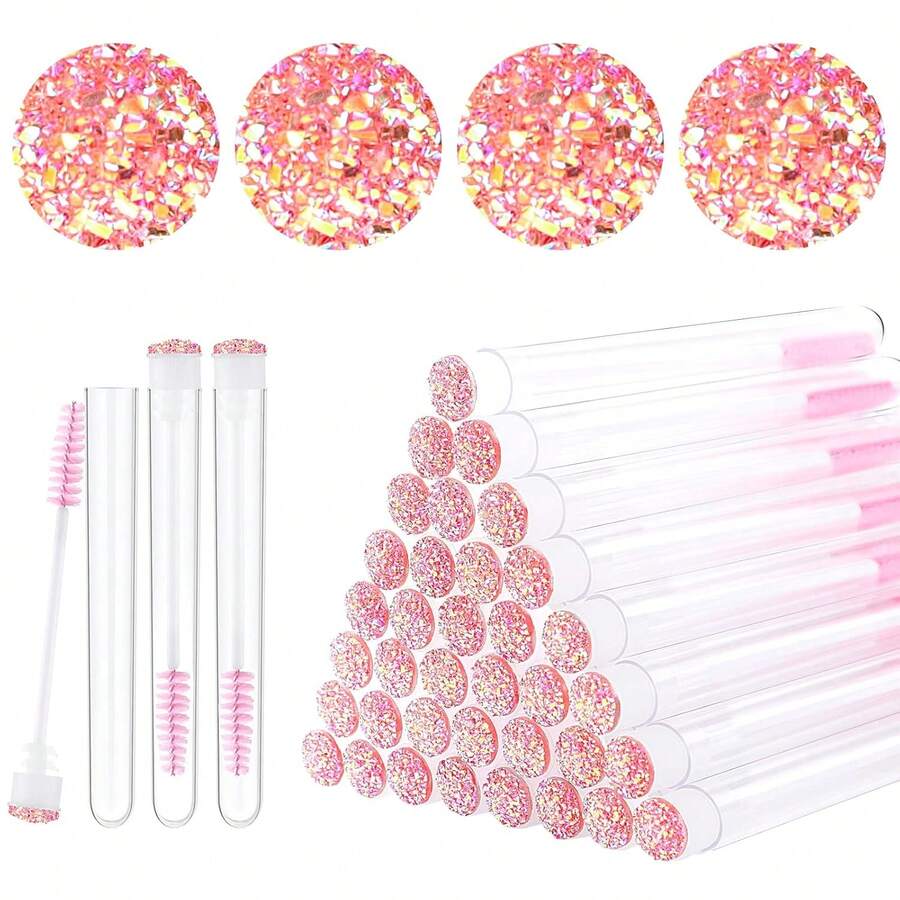10/30/50 Pieces Eyelash Brush Tubes, Disposable Mascara Brush Tubes, Reusable Eyelash Brushes Dustproof Cleaning Storage Tubes
