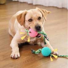 New Dog Toy, Durable Chew Rope Knot Teeth Cleaning Interactive Tug Of War TPR Toy Pet Ball - Multicolor - View 7