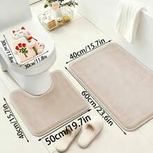 2 piezas Juego de alfombras de baño suaves, material de espuma de memoria de lujo, diseño en forma de U curva, forma rectangular, súper absorbente y antideslizante, hecho de fibra de poliéster, decoración de baño de lujo - Conjunto sencillo de dos piezas - Ver 18
