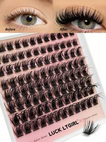 96/88 Clusters Individual Wet Look Lashes, D Curl Faux Mink Lashes, Wet Look Manga Lashes, Messy Effect, Daily Wear, Natural Makeup, Suitable For Daily Wear - D - View 8