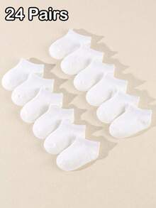 1/12/24 pares de calcetines blancos para bebé | Calcetines de barco unisex para bebé | Calcetines cortos casuales simples | Adecuados para niños y niñas bebés | Calcetines para bebé | Calcetines para recién nacidos | Calcetines para niños pequeños | Calcetines para bebé | Regalo de Halloween, Acción de Gracias y Navidad | Suministros para niños - Blanco - Ver 15