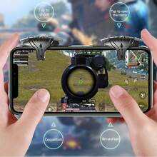 Bộ nút bấm và bao ngón tay chơi game di động, nút điều khiển cần gạt game di động, phụ kiện hỗ trợ chơi game, nút bấm tay cầm chơi game + 4 cặp bao ngón tay chơi game, cảm biến ngắm bắn chiến đấu quy mô lớn, thích hợp cho các game bắn súng. - Màu vàng - Xem 8