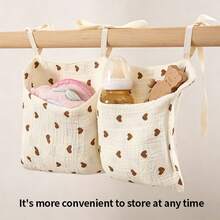 Yue Ye 1pc Cartoon Print Baby Crib Hanging Storage Bag, Bedside Organizer Basket For Baby Crib, Stroller - Multicolor - View 7
