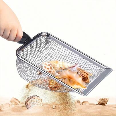 1/2 chiếc xẻng xúc cát biển bằng thép không gỉ có thiết kế lưới lọc, dụng cụ xúc cát đa chức năng dùng để thu thập vỏ sò, lọc răng cá mập và sàng lọc cát, dụng cụ đào bới bãi biển ngoài trời chắc chắn dành cho trẻ em và người lớn, hoàn hảo cho các chuyến đi biển, hoạt động chơi cát, quà tặng tiệc mùa hè và quà tặng nhỏ dịp lễ.