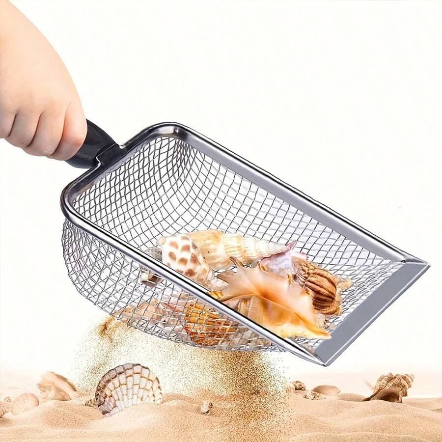 1/2Pcs Stainless Steel Beach Sand Shovel With Mesh Sieve Design, Multi-Functional Sand Scoop Filter Tool For Shell Collecting, Shark Teeth Filtering & Sand Sifting, Sturdy Outdoor Beach Digging Tool For Kids & Adults, Perfect For Beach Trips, Sand Play Activities, Summer Party Favors & Small Holiday Gift Giving - Multicolor - View 1