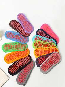 4 Pairs/8 Pairs Women's Silicone Non-Slip Trampoline Socks Suitable For Yoga, Pilates, Indoor Sports, Unisex - Multicolor - View 3