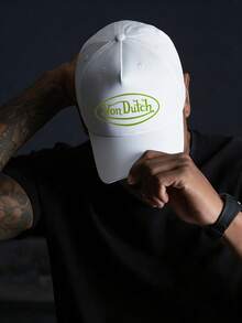 1pcs VonDutch Printed Baseball Cap, Classic Casual Retro Y2K Unisex Baseball Cap, Adjustable Size, Lightweight And Sun Protection, Suitable For Outdoor Sports, Daily Wear, Parties, And - trắng - Xem 2