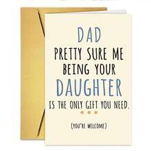 1PC Funny "Me Being Your Daughter Is The Only Gift You Need" Father's Day Card (With Envelope) - Humorous Greeting Card From Daughter To Dad - Multicolor - View 8
