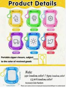 2/6/12pcs Children Small Magnetic Drawing Board, Handbag And Keychain Notebook, Erasable Drawing And Writing Board, Ideal Gift For Christmas, Parties, Valentine's Day, Back To School, Halloween Stationery [Random Colors And Patterns] [Some Color Accessories] - Multicolor - View 2