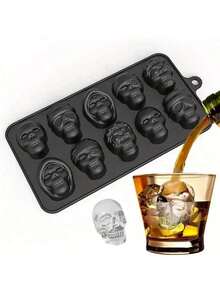 1 pieza Molde de silicona con 5 formas diferentes de calavera para chocolate de Halloween, incluye un set 2 en 1 con molde para caramelos de gelatina - Ver 1