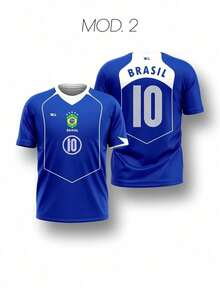 Brazil Men's DryFit Shirt, Sports Shirt, Soccer Streetwear, World Cup T-Shirt - MOD 2 - 查看 1