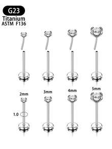 Khuyên tai đính đá Zirconia bằng thép không gỉ, trang sức xỏ lỗ không gây dị ứng, kiểu dáng tối giản tinh tế, chăm sóc lỗ xỏ tai thoải mái, phù hợp để đeo hàng ngày, khi ngủ, khi tắm, phù hợp với mọi kích cỡ lỗ xỏ, quà tặng trang sức, quà tặng ngày Valentine, quà tặng năm mới. - Nhiều màu - Xem 2