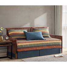 Chezmoi Collection Avery - Juego de edredón de 5 Piezas a Rayas Multicolor 100% algodón Lavado tamaño Cama - Multicolor - Ver 6
