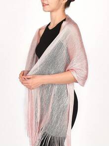 1 pièce Foulard femme mode et personnalisé, couleur unie, maille aérée et lâche, parfait pour les vacances à la plage, les tenues décontractées, les cache-maillots, la protection solaire et un châle ou une cape scintillante et métallique, idéal pour les vacances et les accessoires de voyage - Multicolore - Voir 9