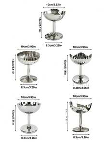 1 pièce Coupe à pudding/crème glacée de luxe en acier inoxydable, assiette à fruits sur pied haute en acier inoxydable à motif floral, plateau à dessert/fruits pour thé de l'après-midi, élégante coupe à mousse/crème glacée/yaourt, coupe à dessert pour boutique de desserts - Argent - Voir 2