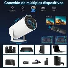 Proyector de tendenciaa de alta definición 1080P con pantalla compartida para Android y iPhonee - Blanco - Ver 5