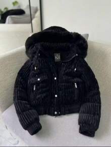 PUFF JACKET - WARM AND LINED WINTER JACKET - COAT - WOMEN'S COLD WEATHER BLOUSE FOR PARTIES - Black - View 5