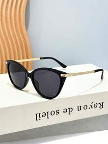 1 pièce Lunettes de mode femme rétro œil de chat, décoration métallique élégante Y2K, style vintage doux et minimaliste, convient pour les vacances - Multicolore - Voir 10
