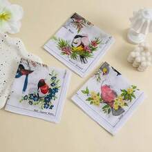 Bộ 3 khăn tay vuông 28x28cm bằng cotton in hoa, khăn tay/khăn thấm mồ hôi tinh tế dành cho nữ, quà tặng tiệc cưới. - Nhiều màu - Xem 13