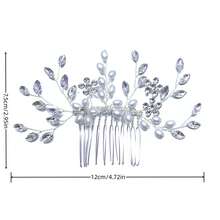 European And American Popular Pearl & Rhinestone Hair Comb Headpiece, Bridal Party Wedding Dress Hairstyle Accessory - Silver - View 8