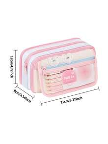 1pc Upgraded 13-Layer Material Dopamine Student Heart-Shaped Stationery Bag Set, Desktop Stand Large Capacity Stationery Storage Pencil Case, Multi-Functional Anti-Dirty High-Quality Stationery Bag, Suitable For Storing Calculator, Notebook And Pens - Suitable For School, Office And Travel - Suitable For Students, Professionals, Unisex, Stationery Storage Box, Multi-Functional Storage Box, Zipper Closure, Pencil Case - Multicolor - View 2