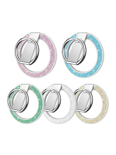 Magnetic Buckle, 3-Stage Design, Shiny Luster, Ultra-Light & Thin, Strong Magnetic Adsorption, 360° Rotation, Foldable Anywhere, Alloy Material, Portable & Universal, Creative Desk Design, Suitable For IPhone, Android Phones, Birthday Gift For Family And Friends, Phone Ring Holder, Phone Accessory
