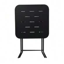 Conjunto de bistró plegable de tres piezas para uso exterior, con revestimiento electroforético, muebles de jardín plegables, 2 sillas y 1 mesa, conjunto resistente a la intemperie para uso interior y exterior. - Negro - Ver 7