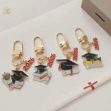 Class Of 2026 Graduation Season Blessing Keychain, Alloy Enamel Drop Pendant, Graduation Gift, Exquisite Bag Charm - Multicolor - View 2