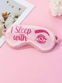 1pc Polyester Digital Printed Eye Mask With Eye Element, Soft & Skin-Friendly, Suitable For Women To Wear During Rest - Pink - View 2