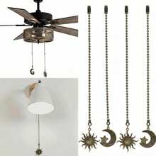 4pcs Sun & Moon Ceiling Fan Pull Chain Decorative Totem Bohemian Style Pull Chain Pendant Extension 12 Inch Lighting Ceiling Fan Beads Ball Ceiling Fan Pull Chain Extension Decorative Ornament With Connector - Sun + Moon - View 1