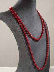 1pc Fashionable & Elegant Bohemian Style Double-Layer Versatile Casual Sweater Chain For Women - Red - View 8