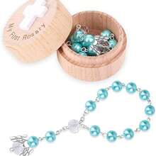 Juego de 20 piezas de recuerdos de , caja de recuerdos de y pulsera de cuentas de rosa con alas de ángel, juego de regalo de joyería de primera comunión católica y , adecuado para baby shower - A - Ver 14