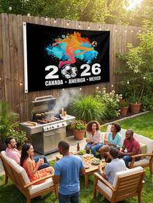 1件装-2026世界杯横幅，加拿大、美国、墨西哥东道主国旗，涂鸦足球运动员设计旗帜，爱国2026足球锦标赛横幅，适用于球迷派对、后院烧烤、门廊、体育酒吧装饰 - A - 查看 7