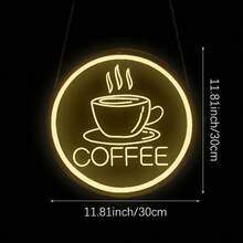 1个暖白光LED咖啡杯霓虹灯，USB供电低压壁挂式装饰灯，适用于咖啡店、家居、厨房、派对、男士专属空间、生日礼物 - 多色光 - 查看 15