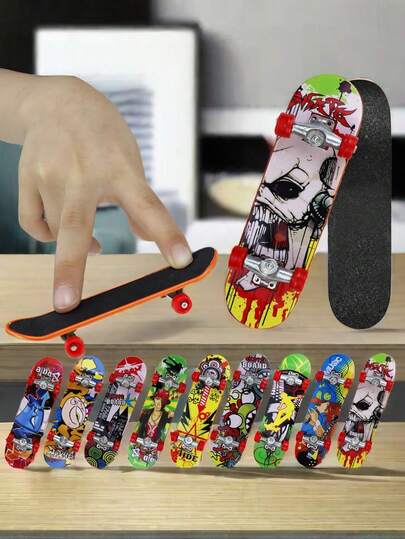2/3/6pcs Mini Finger Skateboard Set, Professional Desktop Finger Skateboard, Finger Skateboard, Stress Relief Toy, Professional Mini Finger Skateboard Puzzle Stress Relief Toy, Gift Bag Filler, Mini Gift, Random Color Pattern