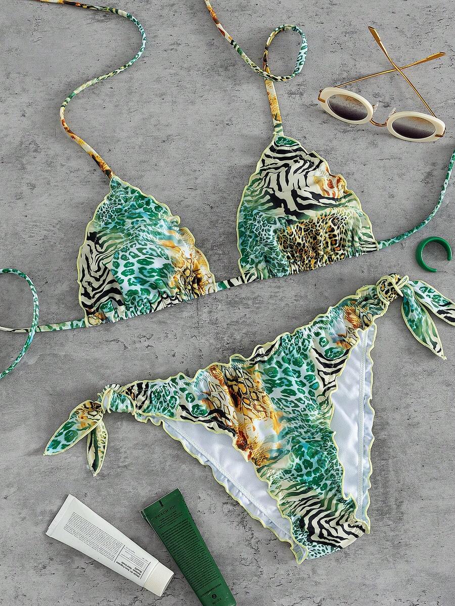 Bộ bikini 2 mảnh ren hoa dễ thương dành cho nữ, thích hợp cho kỳ nghỉ hè trên đảo và đi biển. - Nhiều màu - Xem 1