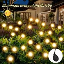 1pc 6LED/8LED/10LED Solar Firefly Ground Stake Light, Waterproof Outdoor Garden Path Lawn Lamp For Yard, Patio, Camping, Holiday, Wedding Party Decor - Black - View 8