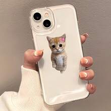 猫咪图案极简镜头保护软壳，可爱蝴蝶结小猫咪造型，兼容 16 Pro Max、17/16/15/14 Plus、13/12/11、Air 系列 - 彩色 - 查看 2