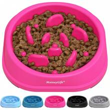 MateeyLife Slow Feeder Dog Bowls 2PCS, Anti-Choking Puzzle Dog Food Bowls, Anti-Slip Interactive Feeding Slow Down Eating, Bloat Stop Maze Dishes For Medium Breeds - J-紫色 - 查看 9