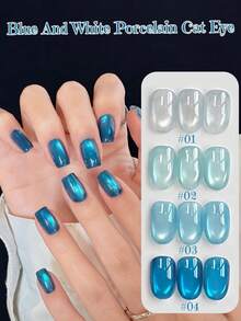10毫升冰透明蓝白瓷系列猫眼凝胶指甲油 2026 新款春夏美白柔光蓝玻璃珠美甲美甲用品夏季美甲蓝色美甲 - 彩色 - 查看 12