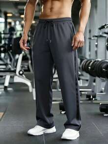 1pc Men's Casual Sweatpants, Loose Fit Fashionable Sports Pants For Outdoor, Comfortable Streetwear, Suitable For Autumn/Winter Workout, Hiking, Jogging - Dark Grey - View 3