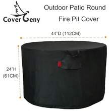 Funda impermeable para hoguera redonda 600D resistente y negra se adapta a chimeneas de leña de 36 a 43 pulgadas parrilla de hoguera o proceso de bricolaje de anillo de hoguera L 44 pulgadas de profundidad x 24 pulgadas de alto - Negro - Ver 5
