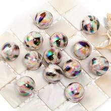 10 pièces Perles rondes de 16 mm à imprimé graffiti coloré, convient pour porte-clés DIY, dragonne de téléphone, décoration de stylo et autres accessoires d'artisanat - Mélange de couleurs - Voir 6