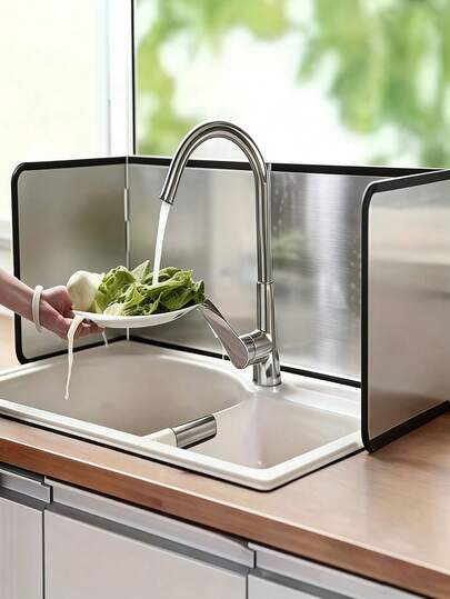 Foldable Stove Splash Guard, Stainless Steel Kitchen Splash Cover, Kitchen Essential Cooking Tool, Fits Stovetop
