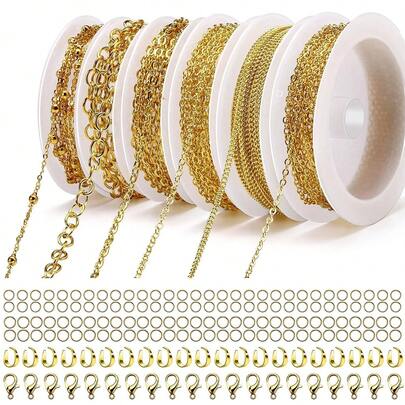 1-10 Cuộn Dây Dây Chuyền - Dây chuyền làm trang sức có khóa càng cua/đầu nối, 24m-2m để tự làm dây chuyền, vòng tay.